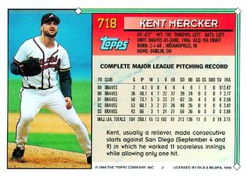1994 Topps Kent Mercker # 718 Atlanta Braves