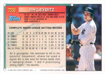 1994 Topps Jim Leyritz # 728 New York Yankees