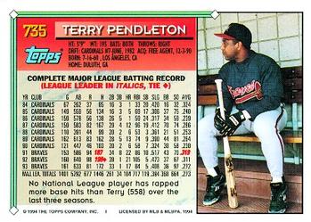 1994 Topps Terry Pendleton # 735 Atlanta Braves