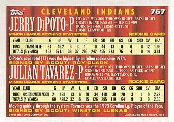1994 Topps Jerry DiPoto / Julian Tavarez CA, RC # 767 Cleveland Indians
