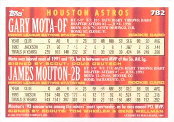 1994 Topps Gary Mota / James Mouton CA, RC # 782 Houston Astros