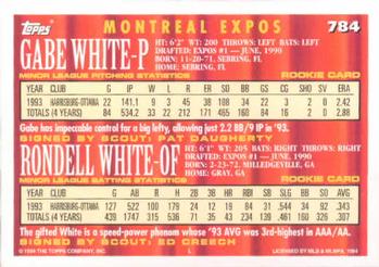 1994 Topps Gabe White / Rondell White CA # 784 Montreal Expos