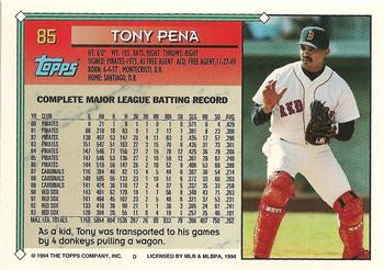 1994 Topps Tony Pena # 85 Boston Red Sox