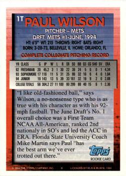 1994 Topps Traded Paul Wilson DPK 1T New York Mets