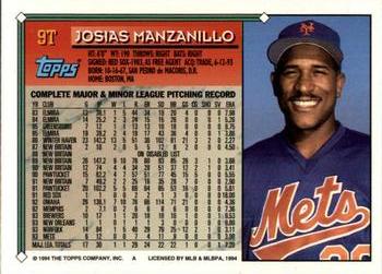 1994 Topps Traded Josias Manzanillo 9T New York Mets