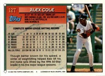 1994 Topps Traded Alex Cole 12T Minnesota Twins