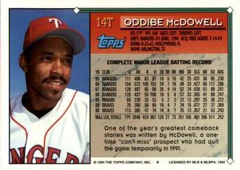 1994 Topps Traded Oddibe McDowell 14T Texas Rangers