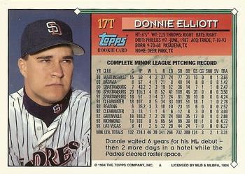 1994 Topps Traded Donnie Elliott 17T San Diego Padres