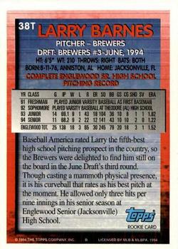 1994 Topps Traded Larry Barnes DPK, RC 38T Milwaukee Brewers