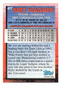 1994 Topps Traded Bret Wagner DPK, RC 41T St. Louis Cardinals