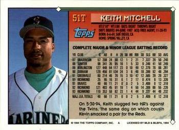 1994 Topps Traded Keith Mitchell 51T Seattle Mariners