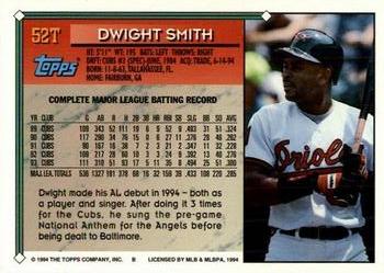 1994 Topps Traded Dwight Smith 52T Baltimore Orioles