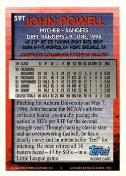 1994 Topps Traded John Powell DPK, RC 59T Texas Rangers