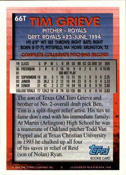 1994 Topps Traded Tim Grieve DPK, RC 66T Kansas City Royals