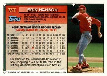 1994 Topps Traded Erik Hanson 73T Cincinnati Reds
