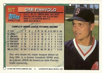 1994 Topps Traded Gar Finnvold RC 96T Boston Red Sox