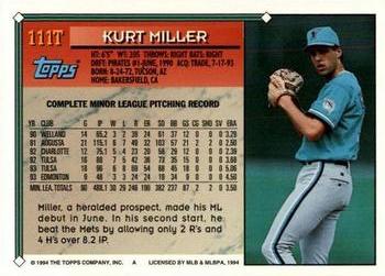 1994 Topps Traded Kurt Miller 111T Florida Marlins