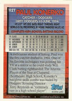1994 Topps Traded Paul Konerko DPK, RC 112T Los Angeles Dodgers