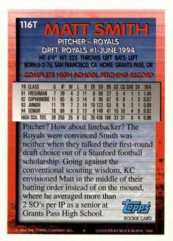 1994 Topps Traded Matt Smith DPK, RC 116T Kansas City Royals