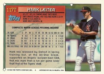 1994 Topps Traded Mark Leiter 117T California Angels