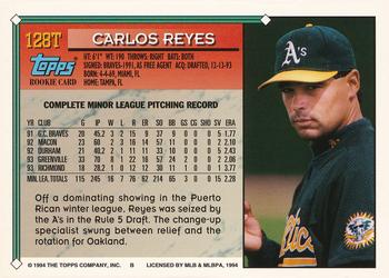 1994 Topps Traded Carlos Reyes RC 128T Oakland Athletics