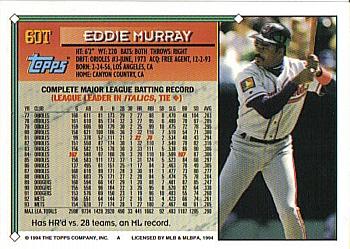 1994 Topps Traded Eddie Murray 60T Cleveland Indians