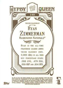 2012 Topps Gypsy Queen Ryan Zimmerman # 149a Washington Nationals