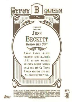 2012 Topps Gypsy Queen Josh Beckett # 174 Boston Red Sox
