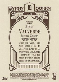 2012 Topps Gypsy Queen Jose Valverde # 178 Detroit Tigers