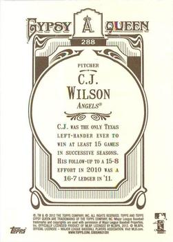 2012 Topps Gypsy Queen C.J. Wilson # 288a Los Angeles Angels