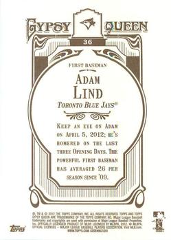 2012 Topps Gypsy Queen Adam Lind # 36 Toronto Blue Jays