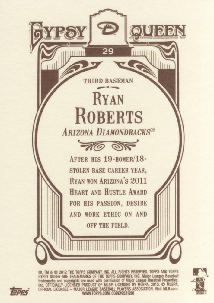 2012 Topps Gypsy Queen Ryan Roberts # 29 Arizona Diamondbacks