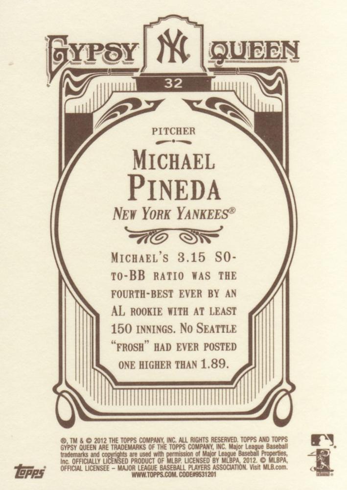 2012 Topps Gypsy Queen Michael Pineda # 32 New York Yankees