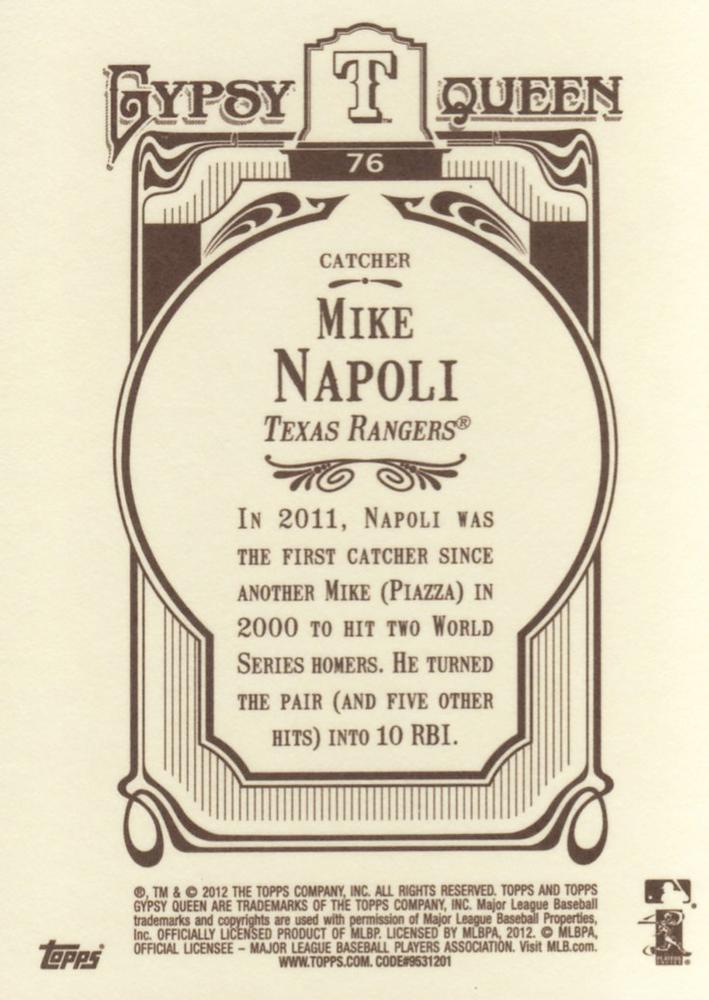 2012 Topps Gypsy Queen Mike Napoli # 76a Texas Rangers
