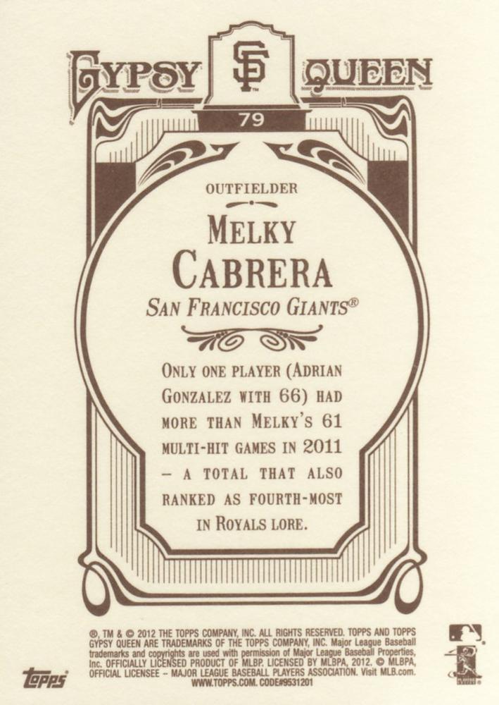 2012 Topps Gypsy Queen Melky Cabrera # 79 San Francisco Giants