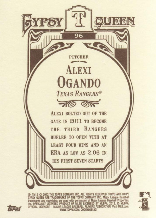 2012 Topps Gypsy Queen Alexi Ogando # 96 Texas Rangers