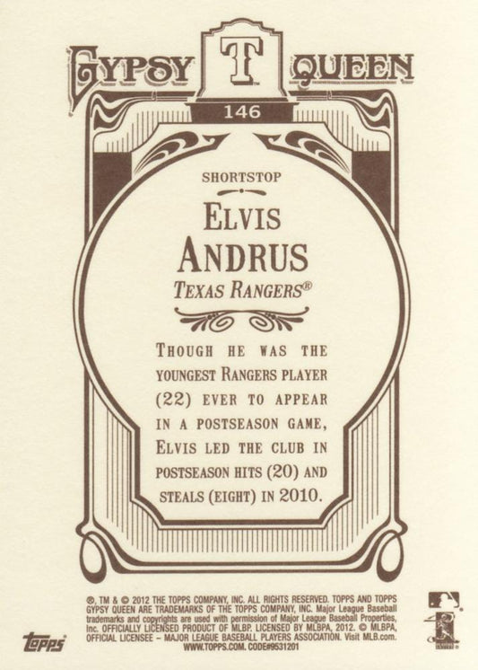 2012 Topps Gypsy Queen Elvis Andrus # 146 Texas Rangers