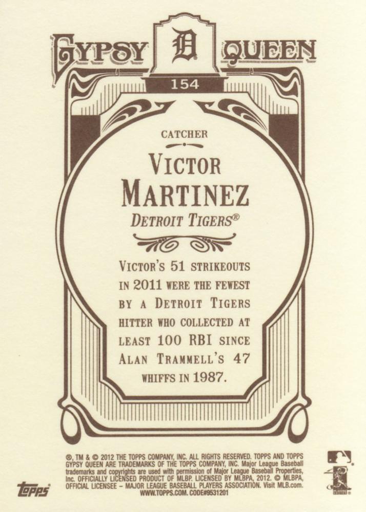 2012 Topps Gypsy Queen Victor Martinez # 154 Detroit Tigers
