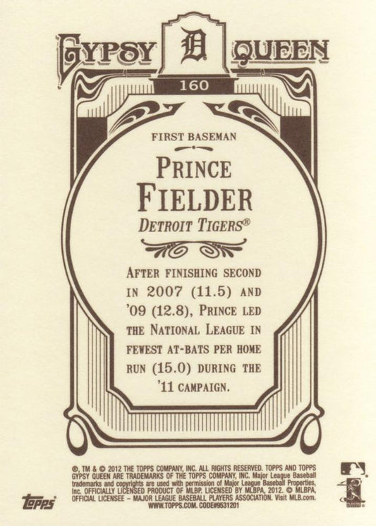 2012 Topps Gypsy Queen Prince Fielder # 160 Detroit Tigers