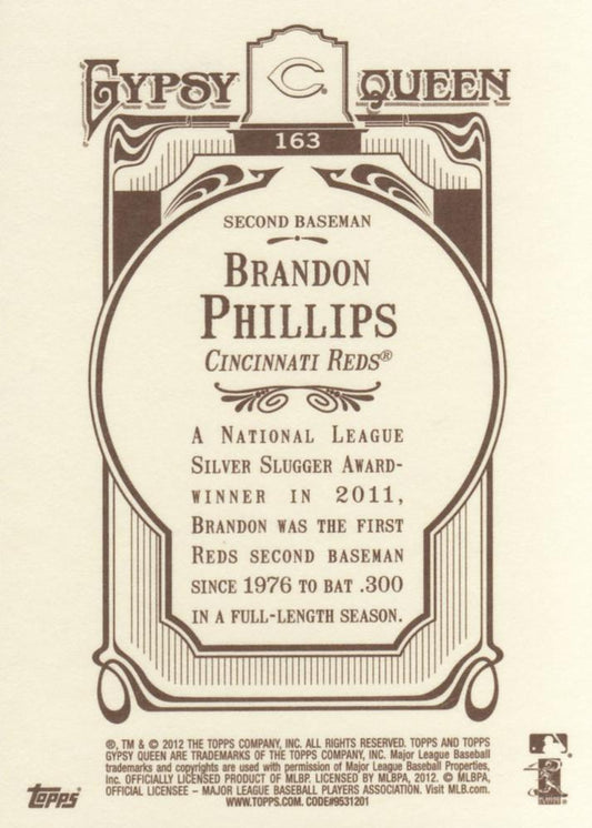 2012 Topps Gypsy Queen Brandon Phillips # 163 Cincinnati Reds