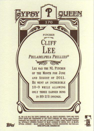 2012 Topps Gypsy Queen Cliff Lee # 170a Philadelphia Phillies