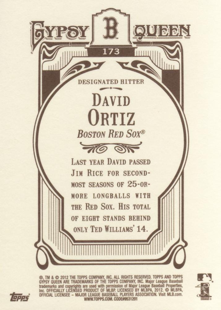 2012 Topps Gypsy Queen David Ortiz # 173 Boston Red Sox