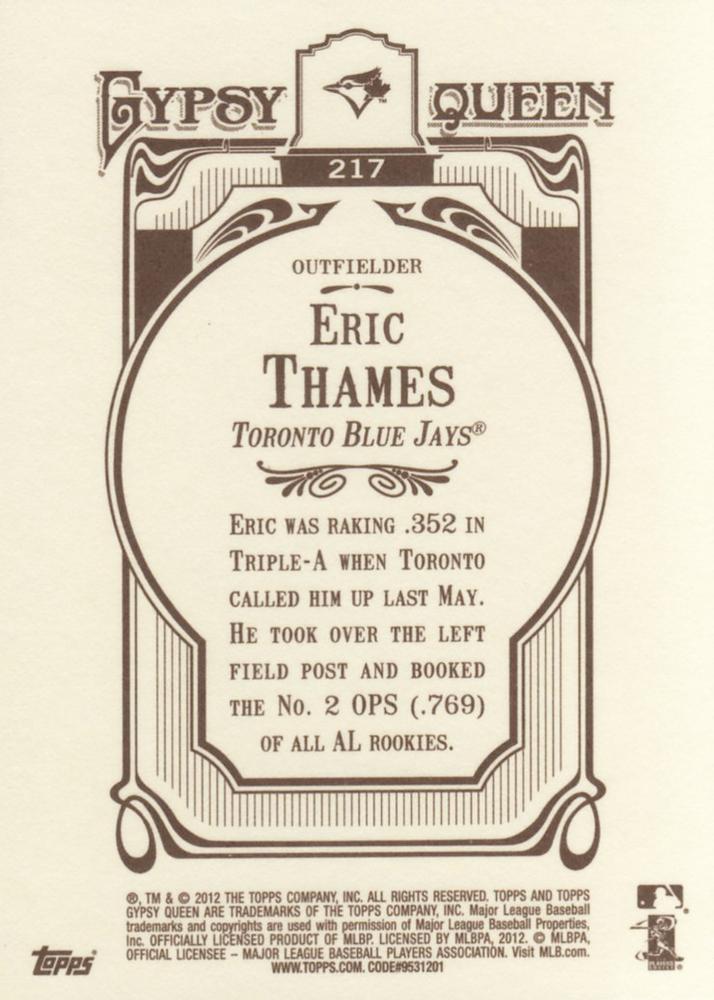 2012 Topps Gypsy Queen Eric Thames # 217 Toronto Blue Jays