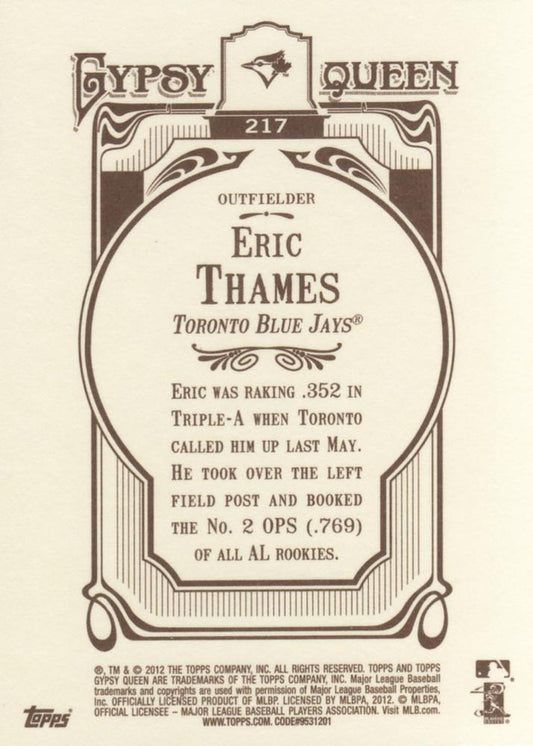 2012 Topps Gypsy Queen Eric Thames # 217 Toronto Blue Jays