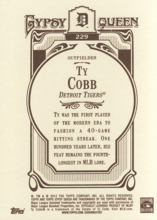 2012 Topps Gypsy Queen Ty Cobb # 229a Detroit Tigers