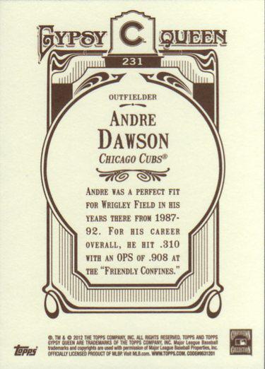 2012 Topps Gypsy Queen Andre Dawson # 231 Chicago Cubs