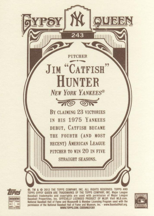 2012 Topps Gypsy Queen Catfish Hunter # 243 New York Yankees