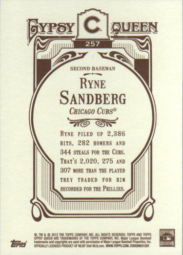 2012 Topps Gypsy Queen Ryne Sandberg # 257 Chicago Cubs