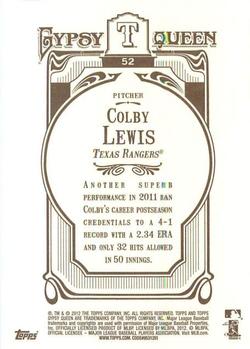 2012 Topps Gypsy Queen Colby Lewis # 52 Texas Rangers