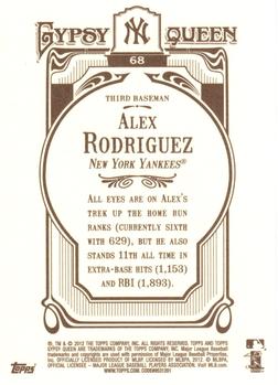 2012 Topps Gypsy Queen Alex Rodriguez # 68 New York Yankees